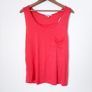 Charlotte Russe soft stretch jersey knit split back hot pink tank top Barbiecore